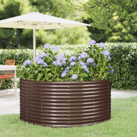 vidaXL plantekasse 140x140x68 cm pulverlakeret stål brun