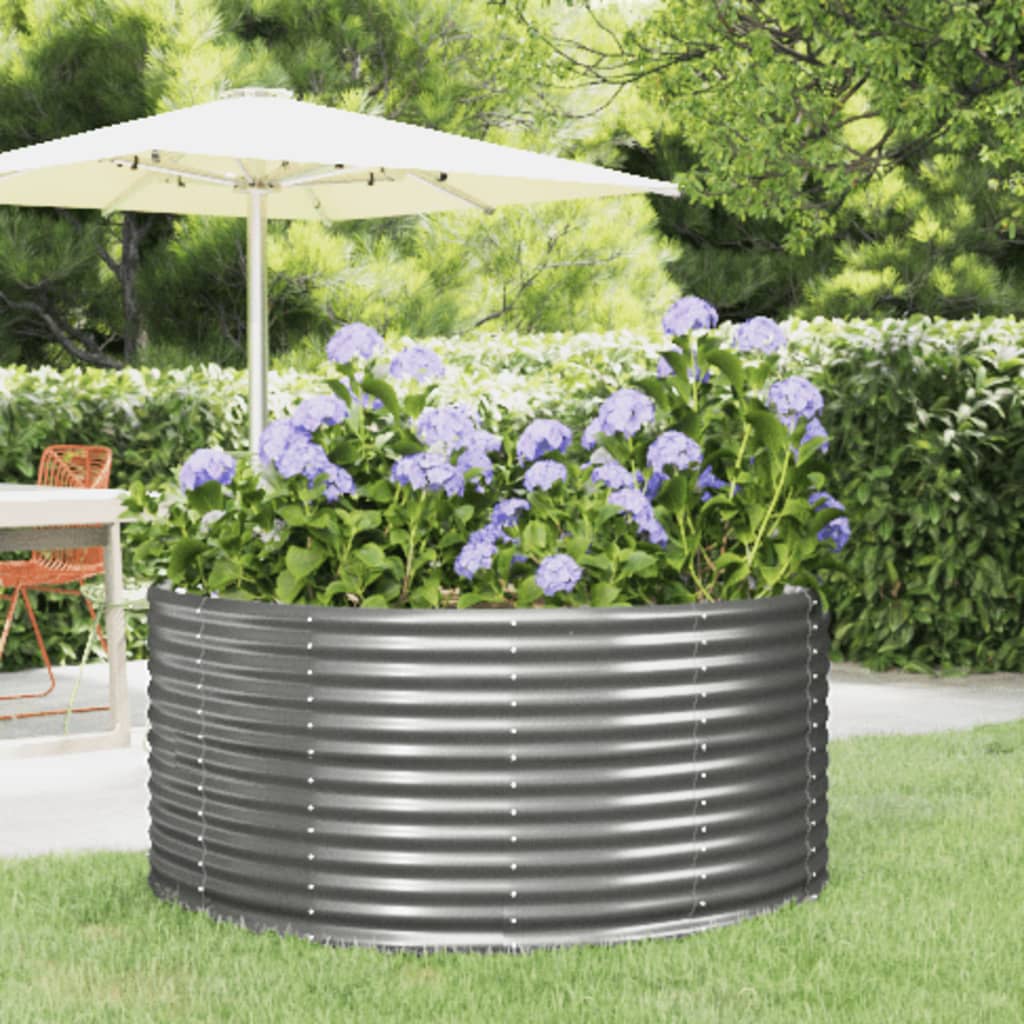 vidaXL plantekasse 140x140x68 cm pulverlakeret stål grå vidaXL plantekasse 140x140x68 cm pulverlakeret stål grå