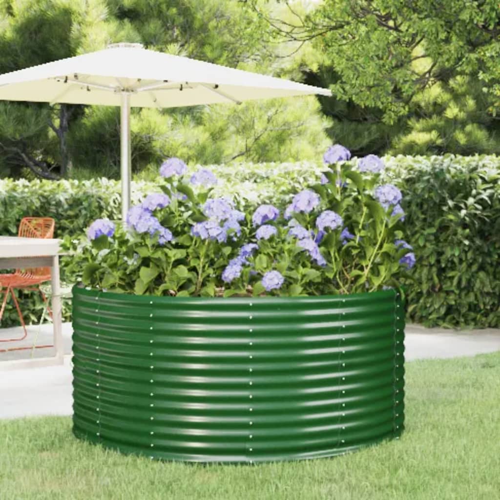 vidaXL plantekasse 140x140x68 cm pulverlakeret stål grøn vidaXL plantekasse 140x140x68 cm pulverlakeret stål grøn