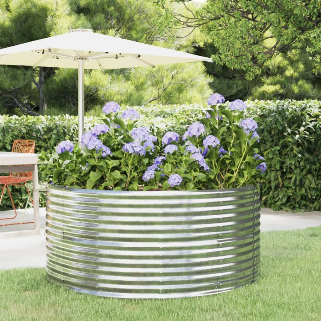 vidaXL plantekasse 140x140x68 cm pulverlakeret stål sølvfarvet vidaXL plantekasse 140x140x68 cm pulverlakeret stål sølvfarvet