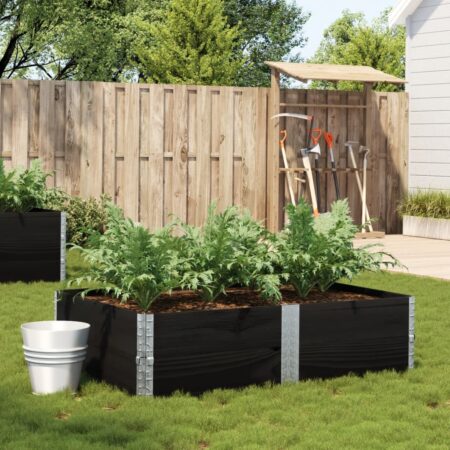 vidaXL plantekasse 150x100 cm massivt fyrretræ sort