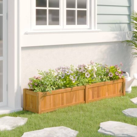 vidaXL plantekasse 150x30x25 cm massivt teaktræ