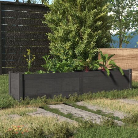 vidaXL plantekasse 150x31x31 cm massivt fyrretræ grå