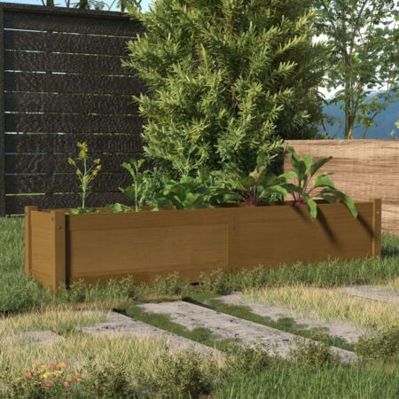 vidaXL plantekasse 150x31x31 cm massivt fyrretræ gyldenbrun