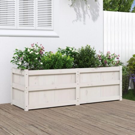 vidaXL plantekasse 150x50x50 cm massivt fyrretræ hvid