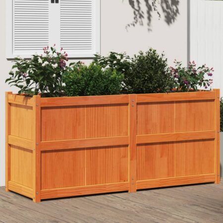 vidaXL plantekasse 150x50x70 cm massivt fyrretræ gyldenbrun