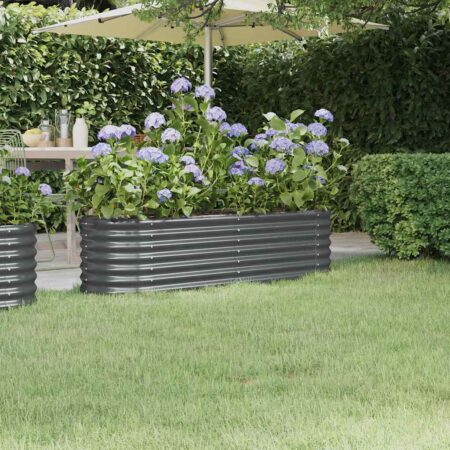 vidaXL plantekasse 152x40x36 cm galvaniseret stål antracitgrå