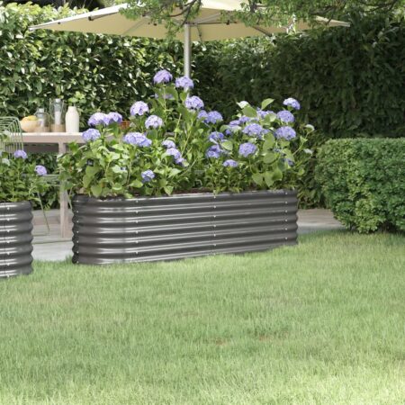 vidaXL plantekasse 152x40x36 cm galvaniseret stål grå