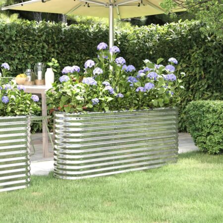 vidaXL plantekasse 152x40x68 cm galvaniseret stål sølvfarvet