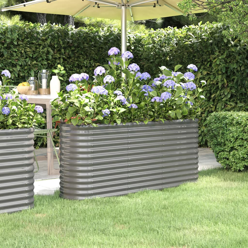 vidaXL plantekasse 152x40x68 cm pulverlakeret stål grå vidaXL plantekasse 152x40x68 cm pulverlakeret stål grå
