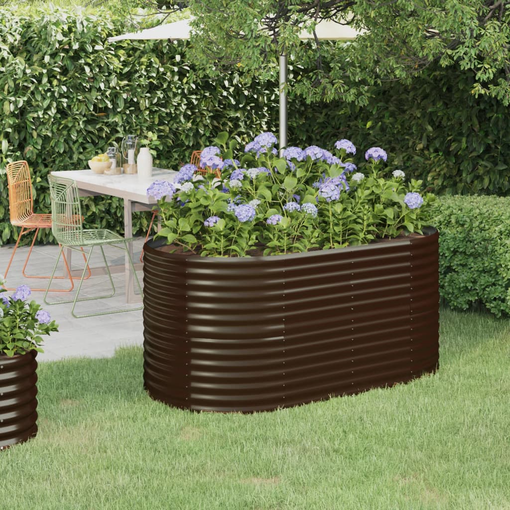 vidaXL plantekasse 152x80x68 cm pulverlakeret stål brun vidaXL plantekasse 152x80x68 cm pulverlakeret stål brun