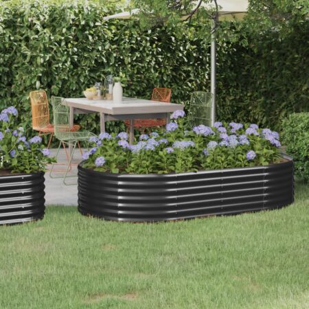 vidaXL plantekasse 175x100x36 cm pulverlakeret stål antracitgrå