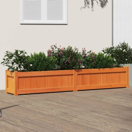 vidaXL plantekasse 180x31x31 cm massivt fyrretræ gyldenbrun