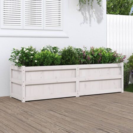 vidaXL plantekasse 180x50x50 cm massivt fyrretræ hvid