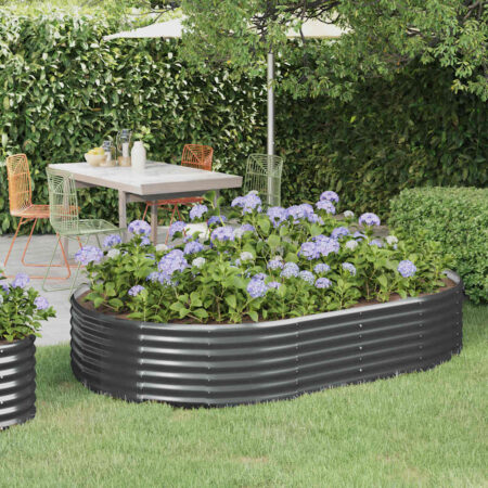 vidaXL plantekasse 214x140x36 cm galvaniseret stål antracitgrå