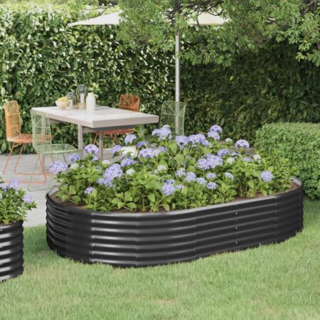 vidaXL plantekasse 214x140x36 cm pulverlakeret stål antracitgrå