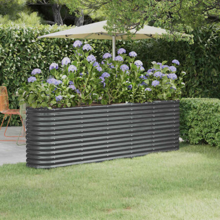 vidaXL plantekasse 224x40x68 cm galvaniseret stål antracitgrå