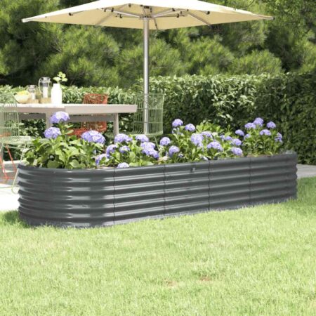 vidaXL plantekasse 224x80x36 cm galvaniseret stål antracitgrå