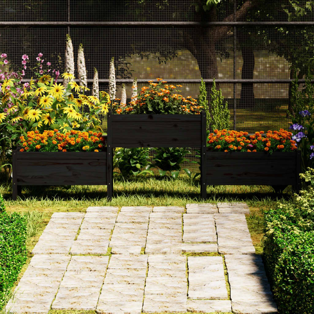 vidaXL plantekasse 245,5x44x75 cm massivt fyrretræ sort vidaXL plantekasse 245,5x44x75 cm massivt fyrretræ sort