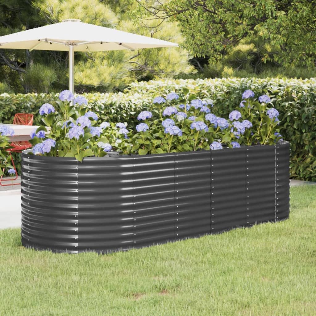 vidaXL plantekasse 249x100x68 cm pulverlakeret stål antracitgrå vidaXL plantekasse 249x100x68 cm pulverlakeret stål antracitgrå