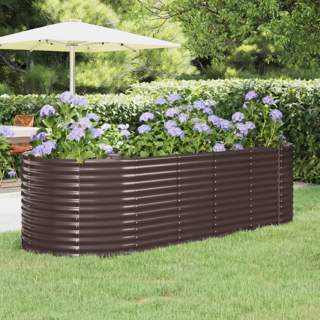 vidaXL plantekasse 249x100x68 cm pulverlakeret stål brun vidaXL plantekasse 249x100x68 cm pulverlakeret stål brun