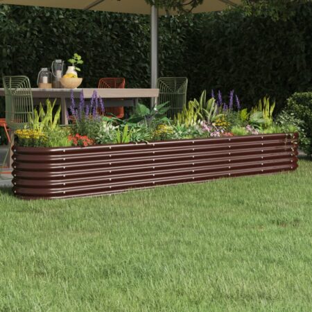 vidaXL plantekasse 260x40x36 cm pulverlakeret stål brun
