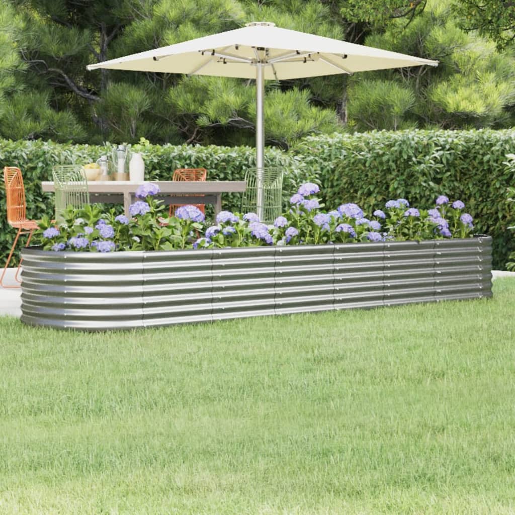 vidaXL plantekasse 296x80x36 cm galvaniseret stål sølvfarvet vidaXL plantekasse 296x80x36 cm galvaniseret stål sølvfarvet