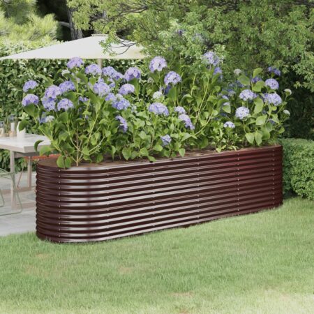 vidaXL plantekasse 296x80x68 cm pulverlakeret stål brun