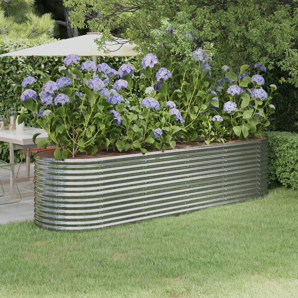 vidaXL plantekasse 296x80x68 cm pulverlakeret stål sølvfarvet vidaXL plantekasse 296x80x68 cm pulverlakeret stål sølvfarvet