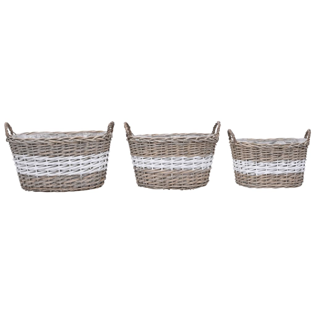 vidaXL plantekasse 3 stk. kurveflet med PE-foring vidaXL plantekasse 3 stk. kurveflet med PE-foring