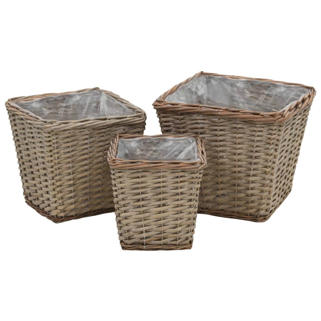 vidaXL plantekasse 3 stk. kurveflet med PE-foring vidaXL plantekasse 3 stk. kurveflet med PE-foring