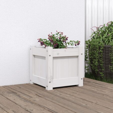vidaXL plantekasse 31x31x31 cm massivt fyrretræ hvid