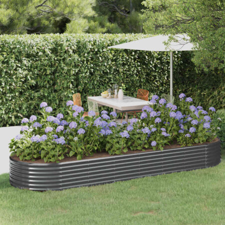 vidaXL plantekasse 322x100x36 cm galvaniseret stål antracitgrå