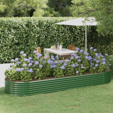vidaXL plantekasse 322x100x36 cm galvaniseret stål grøn