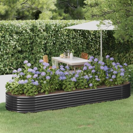 vidaXL plantekasse 322x100x36 cm pulverlakeret stål antracitgrå