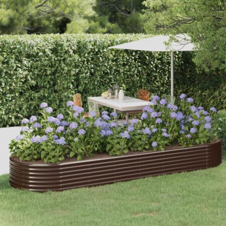 vidaXL plantekasse 322x100x36 cm pulverlakeret stål brun