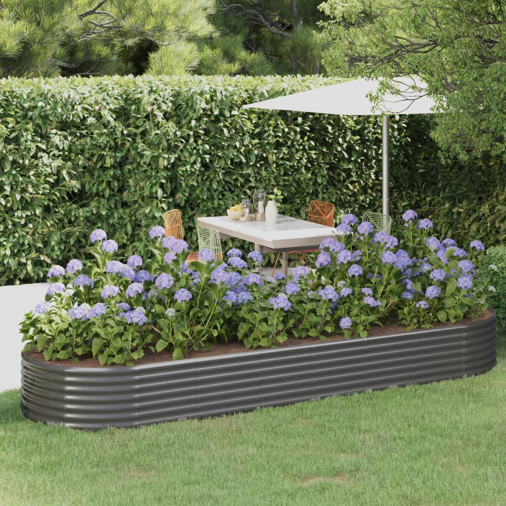 vidaXL plantekasse 322x100x36 cm pulverlakeret stål grå vidaXL plantekasse 322x100x36 cm pulverlakeret stål grå