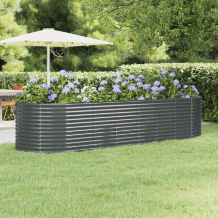 vidaXL plantekasse 322x100x68 cm galvaniseret stål antracitgrå