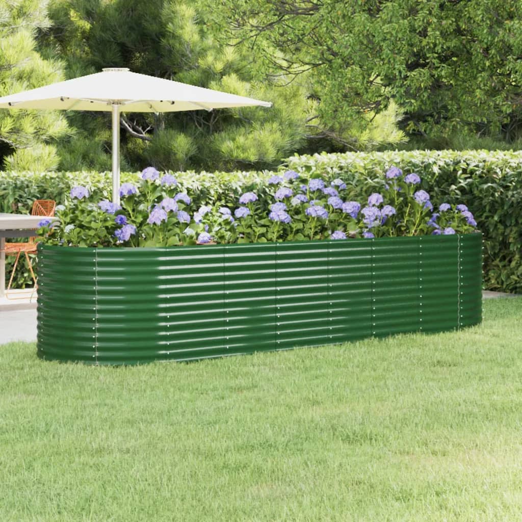 vidaXL plantekasse 322x100x68 cm pulverlakeret stål grøn vidaXL plantekasse 322x100x68 cm pulverlakeret stål grøn
