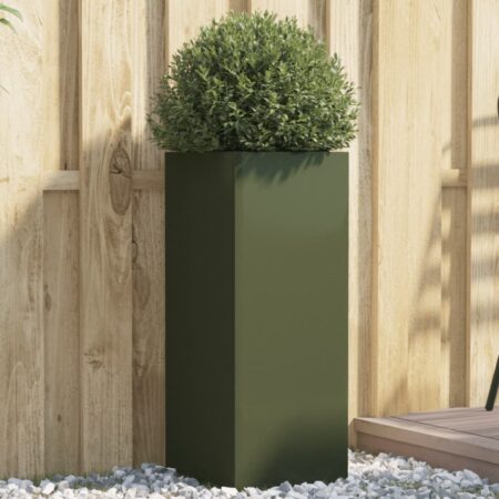 vidaXL plantekasse 32x29x75 cm stål olivengrøn