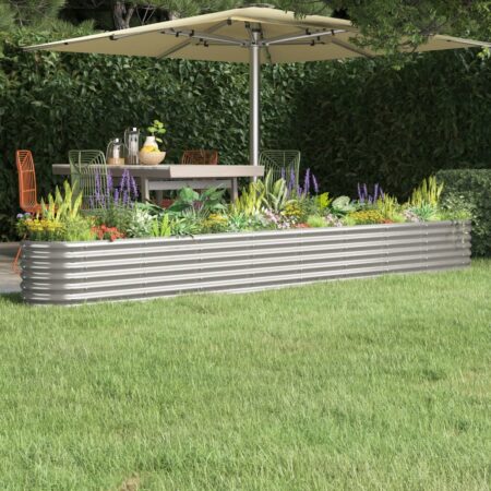 vidaXL plantekasse 332x40x36 cm galvaniseret stål sølvfarvet