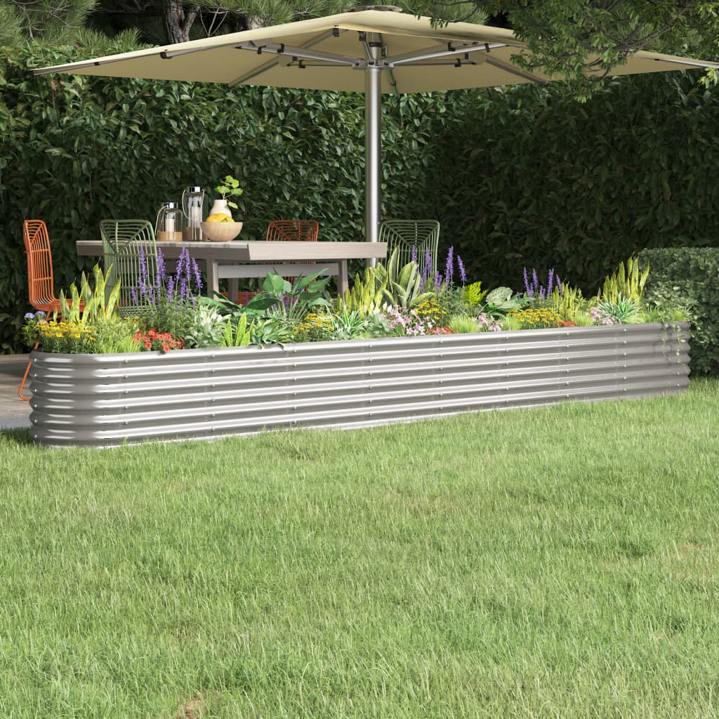 vidaXL plantekasse 332x40x36 cm pulverlakeret stål sølvfarvet vidaXL plantekasse 332x40x36 cm pulverlakeret stål sølvfarvet