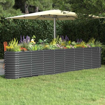 vidaXL plantekasse 332x40x68 cm galvaniseret stål antracitgrå