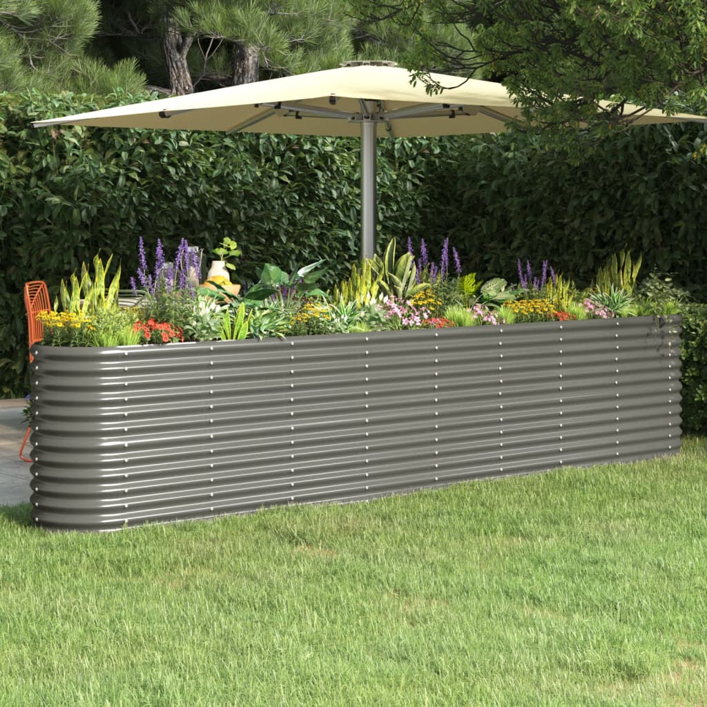 vidaXL plantekasse 332x40x68 cm pulverlakeret stål grå vidaXL plantekasse 332x40x68 cm pulverlakeret stål grå