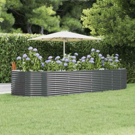 vidaXL plantekasse 367x140x68 cm galvaniseret stål antracitgrå
