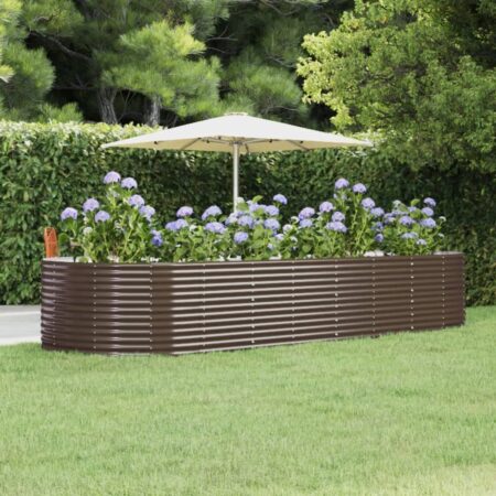 vidaXL plantekasse 367x140x68 cm galvaniseret stål brun