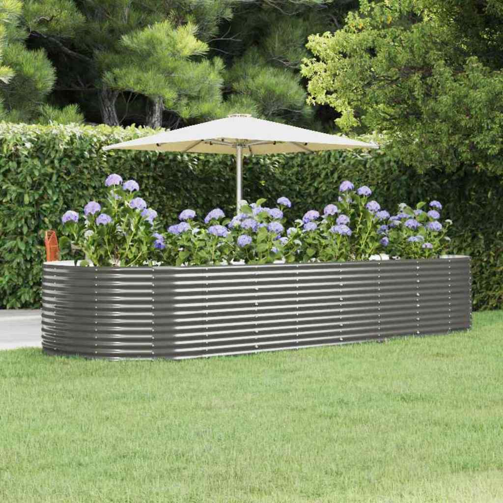 vidaXL plantekasse 367x140x68 cm galvaniseret stål grå vidaXL plantekasse 367x140x68 cm galvaniseret stål grå