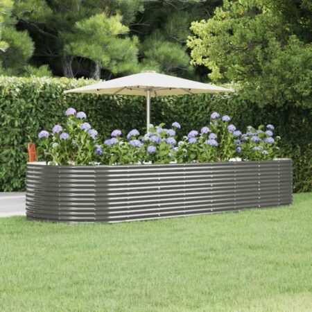 vidaXL plantekasse 367x140x68 cm pulverlakeret stål grå