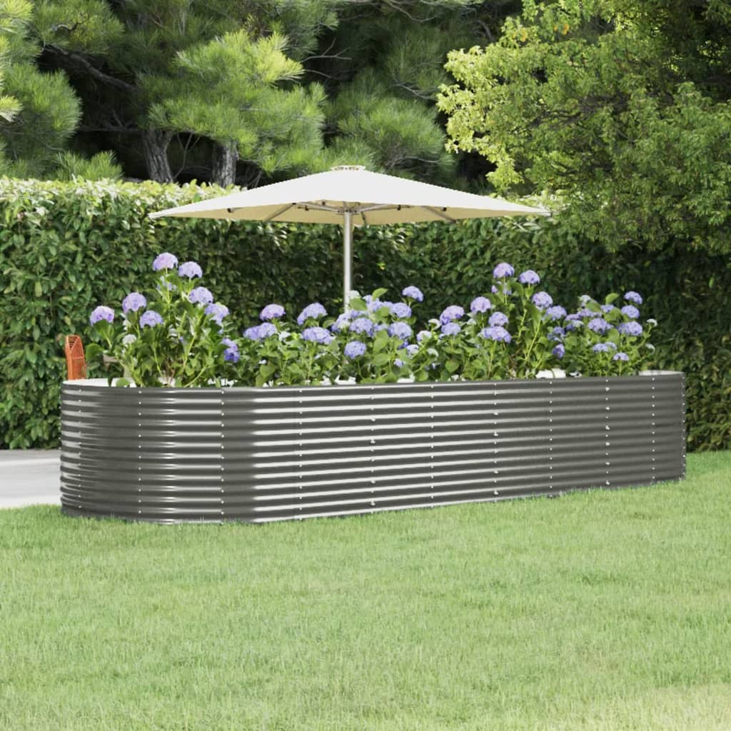 vidaXL plantekasse 367x140x68 cm pulverlakeret stål grå vidaXL plantekasse 367x140x68 cm pulverlakeret stål grå