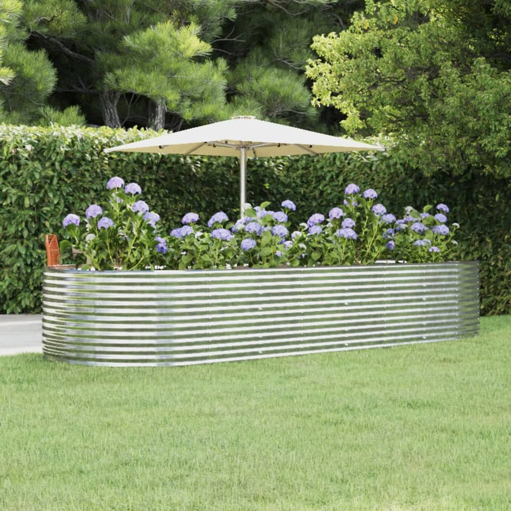 vidaXL plantekasse 367x140x68 cm pulverlakeret stål sølvfarvet vidaXL plantekasse 367x140x68 cm pulverlakeret stål sølvfarvet